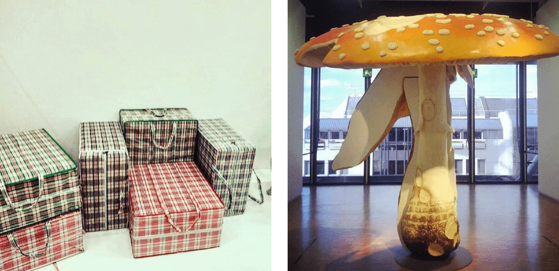 Absurd-w-sztuce-Matala-Crasset-Poufs-Digestion-i-Carsten-Höller- Giant-Triple-Mushroom