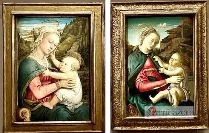Dwie-Madonny-z-Dzieciatkiem.-Po-lewej-Filippo-Lippi-mistrz-Botticellego.-Po-prawej-Botticelli-uczen-Lippiego