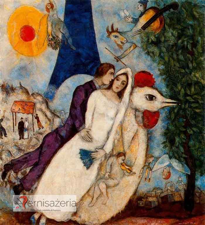 Marc Chagall, Narzeczeni i wieża Eiffla, 1913