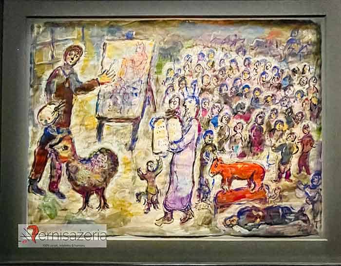 Marc Chagall, Wizyta Mojżesza i złotego cielca w pracowni
