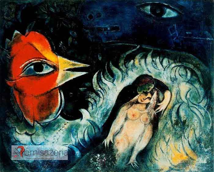 Marc Chagall. Zakochany kogut, 1947