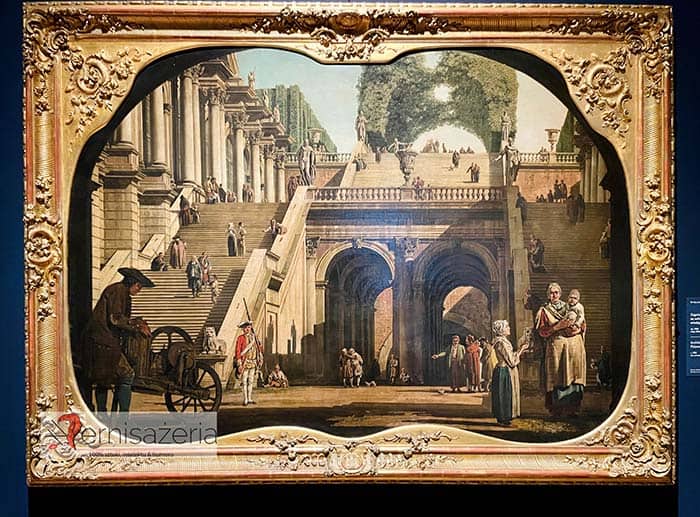 Bernardo Bellotto, Capriccio architektoniczne ze schodami pałacowymi wiodącymi do parku
