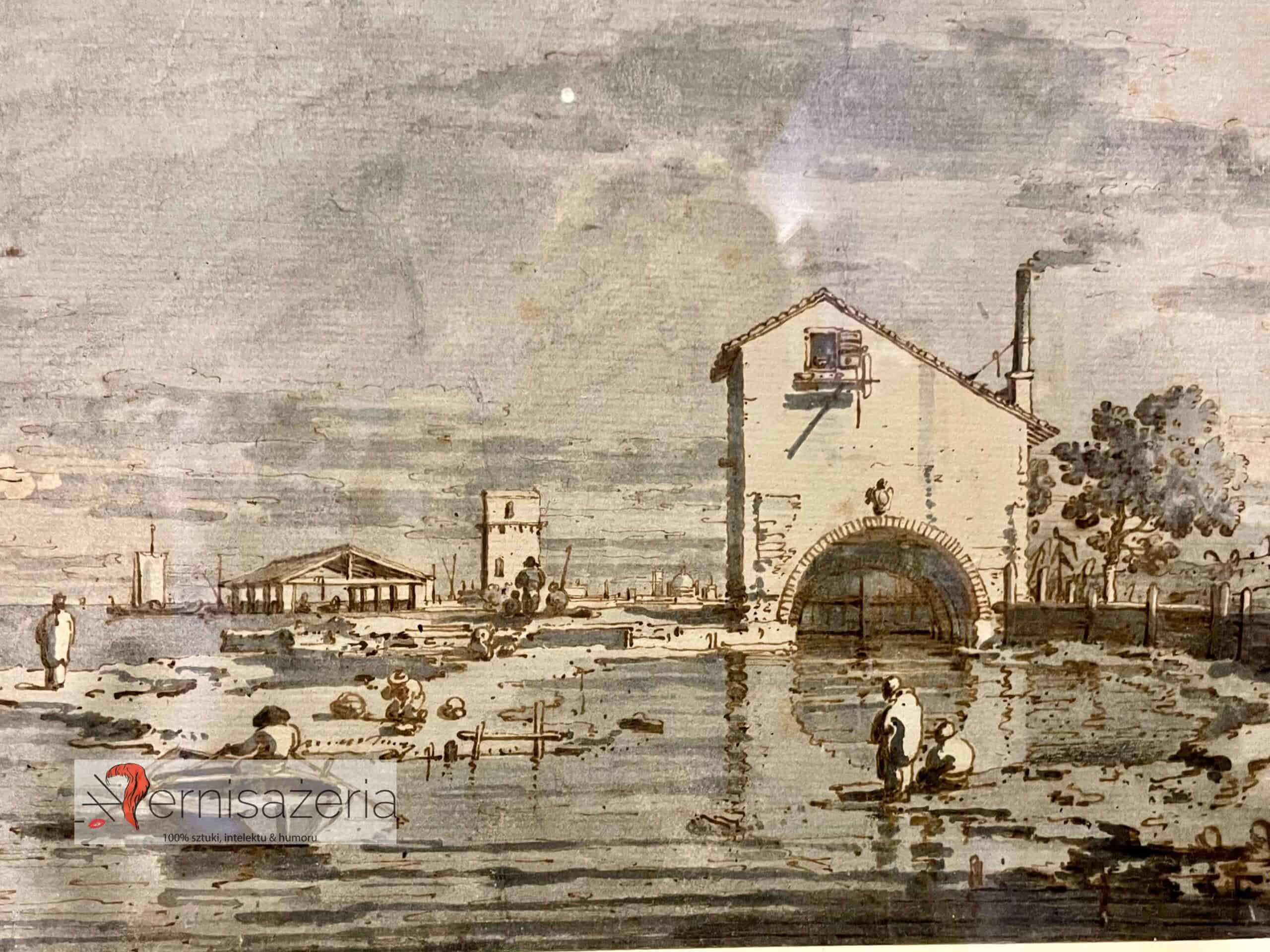 Bernardo Bellotto Capriccio z widokiem z Laguny Weneckiej. szkic scaled