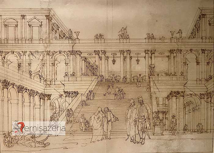 Bernardo Bellotto, Fantazja architektoniczna ze schodami pałacowymi