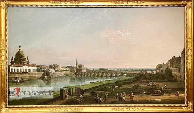 Bernardo Bellotto, „Drezno z prawego brzegu Łaby powyżej mostu Augusta"