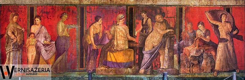 Freski w Villa dei Misteri, trzy sceny z dziesięciu