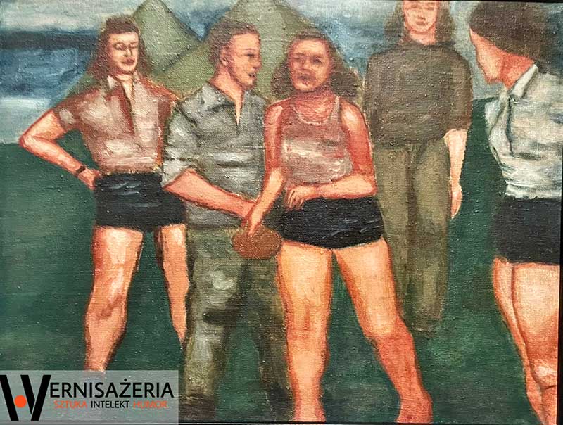 Jerzy Nowosielski, Sportowcy (Obozowa scenka z ludźmi), 1951
