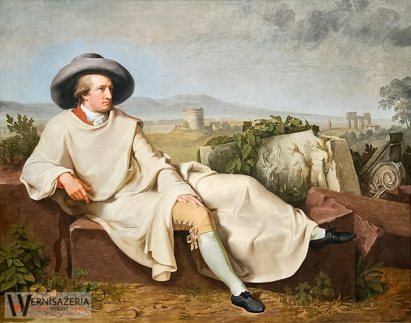 Typowy Grand Tour. Johann Heinrich Wilhelm Tischbein, Goethe w rzymskiej wsi