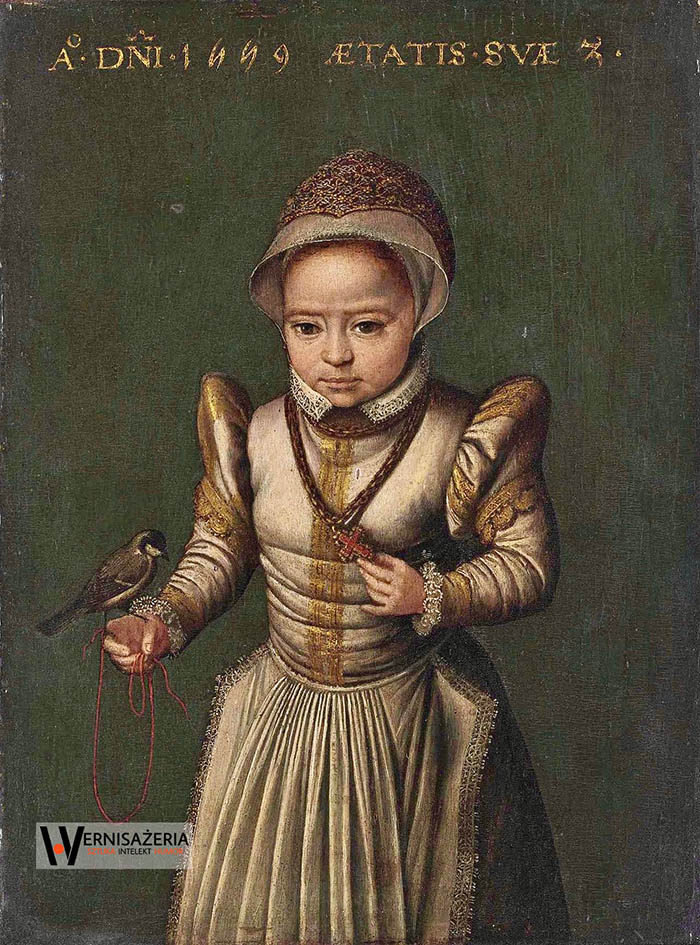 Herstoria sztuki. Silny głos silnych kobiet. Malarki, które zmieniły historię sztuki 56 A painting of a young girl holding a bird. Catharina van Hemessen, Portret dziecka