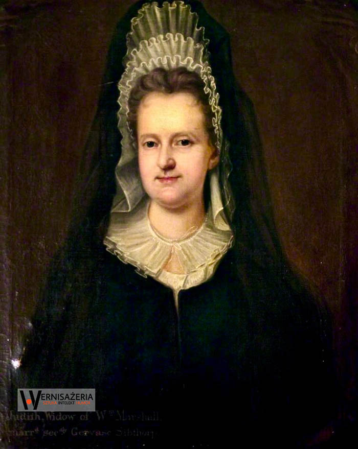 Herstoria sztuki. Silny głos silnych kobiet. Malarki, które zmieniły historię sztuki 66 A painting of a woman wearing a black dress and veil. Mary Beale, Judith Sibthorp