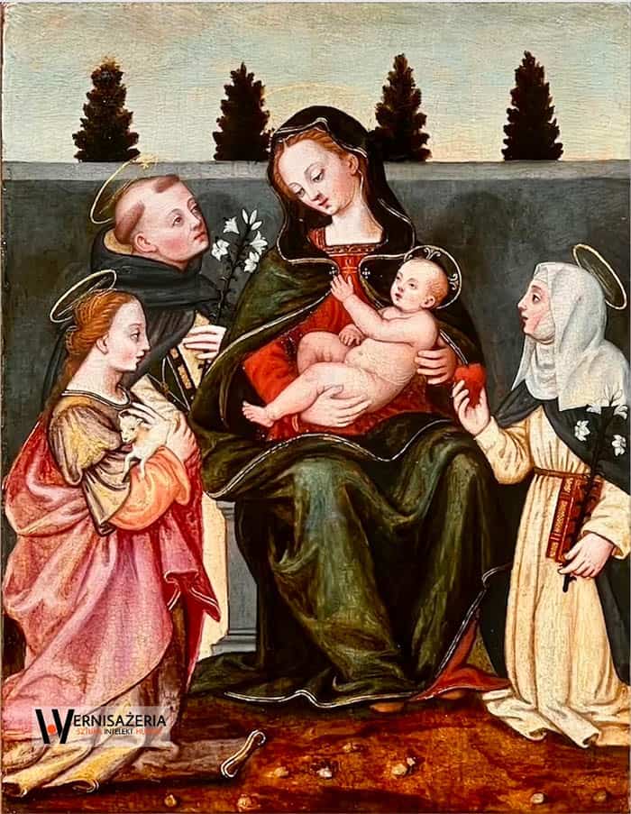 Herstoria sztuki. Silny głos silnych kobiet. Malarki, które zmieniły historię sztuki 53 Plautilla Nelli, Madonna z Dzieciątkiem i świętymi: Dominikiem, Agnieszką i Katarzyną ze Sieny